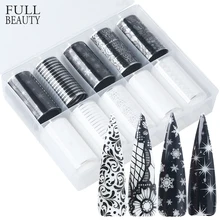 10 Тип Черный Белый Кружева передачи накладные ногти из фольги Польский Набор оберток цветок Снежинка клей для ногтей маникюр Советы CHXKH40-59