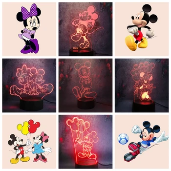 

Kid Fairy tale Cartoon Anime Movie Light LED 3D Optical Lamp Lovely Cute Mickey Minnie Mouse Creative Gift Toy Night Flash Bulb