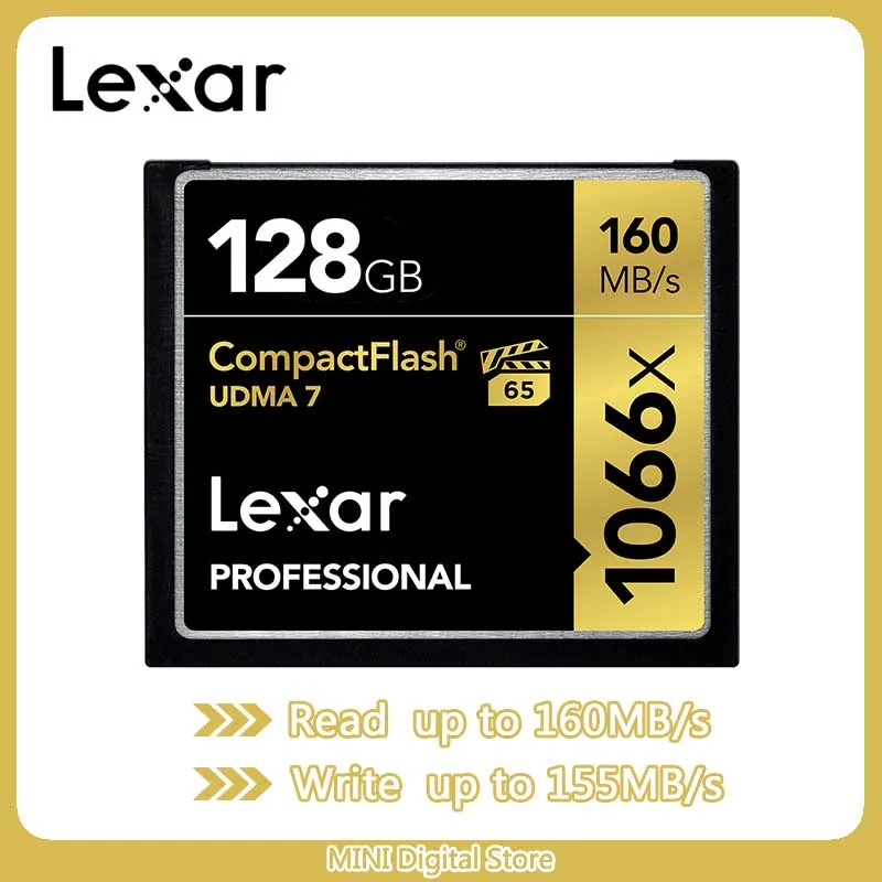 

Lexar UDMA 7 CF Card 1066x Memory card Up to 160MB/s VPG-65 128gb 64gb 32gb Compact flash card for Full HD/3D and 4K video