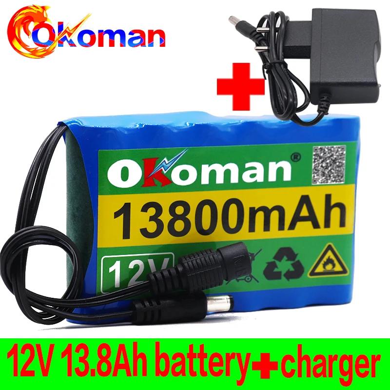 Портативный супер 12V 13800mah батарея Перезаряжаемые комплект литий-ионный батарей