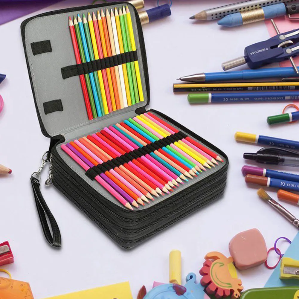 PU Leather School Pencil Case 184 Holes Large Capacity Colored Pencil Bag Box Multi-functional Pencilcase For Art Supplies Gift PU Leather School Pencil Case 184 Holes Large Capacity Colored Pencil Bag Box Multi-functional Pencilcase For Art Supplies Gift