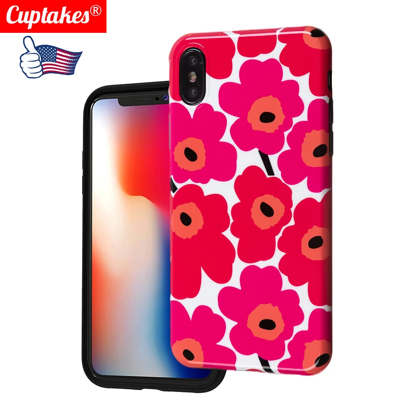 Роскошный Блестящий Мягкий силикон imd чехол для iPhone 11 Pro X XR XS Max 7 8 Plus 6 6S красный цветочный чехол милый цветочный чехол для девочки