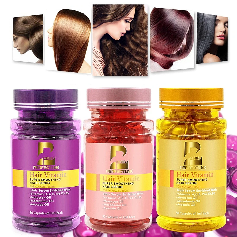 3 Colors 50Pcs Hair Care Essential Oil Capsule Shampoo Processed