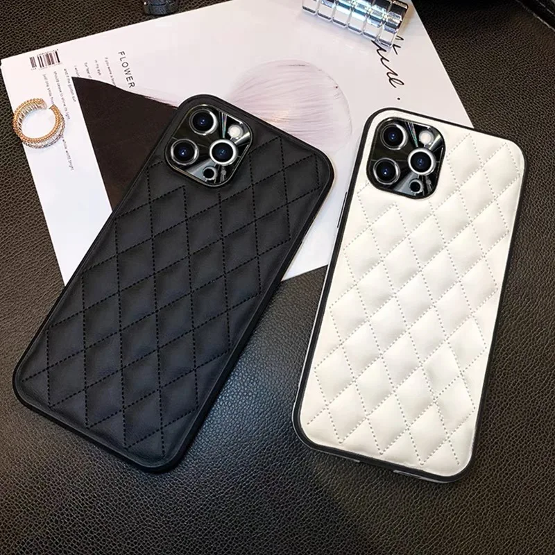 Luxury Diamond Bling Square Trunk Phone Case for iPhone 13 Pro 12 11 7 8  Plus XR Xs Max PU Leather Lattice Soft Back Cover - AliExpress