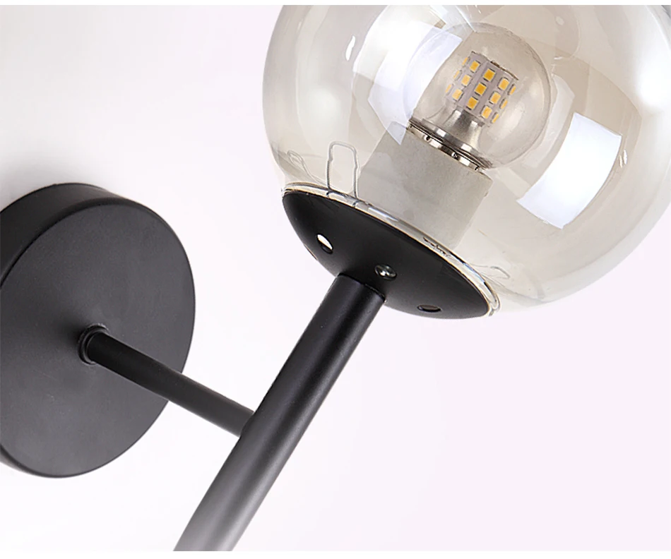 Современный настенный светильник из прозрачного стекла, дизайнерский роскошный настенный светильник s, украшение для гостиной, спальни, светодиодные лампы, AC90-260V, черный светильник