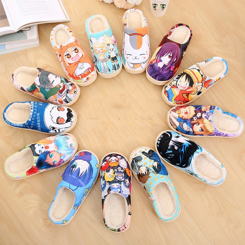 Japanese Cosplay My Hero Academia Anime Shoes Midoriya Izuku Winter Warm Soft Plush Antiskid Indoor Home Slippers For Xmas Gifts