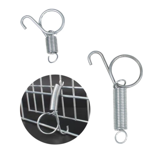 Cage Door Spring Hook 10Pcs Metal Spring Hooks Sturdy Tension Fixing Spring for Wire Rabbit/Bird/Hamster Cages S/L 5