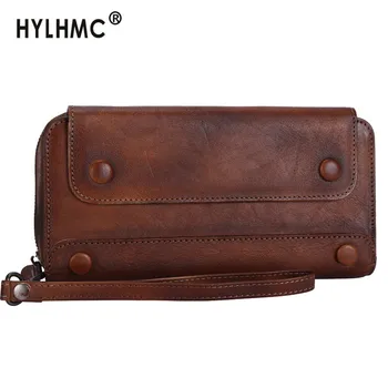 

2020 New Retro Leather Purse Women Long Wallet Female Soft Leather Card Holder Wallet Large Capacity Mobile Phone Clutch Bag