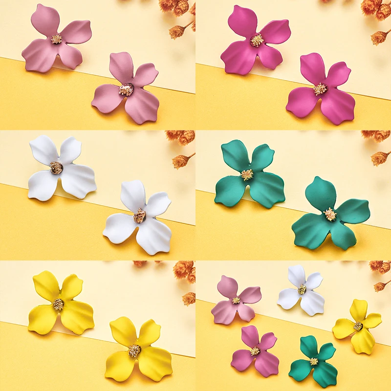 SHUANGR Sweet Jewelry Spray Paint Stud Earrings Flower Earrings Statement Trendy Brincos Gift for Girls Gift Pendientes