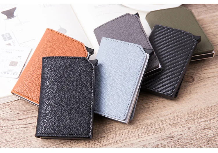 BISI GORO Anti-theft Card Case Carbon Fiber RFID Pop-up Clutch Smart Card Wallet Multifunctional Men Unisex Card Holder