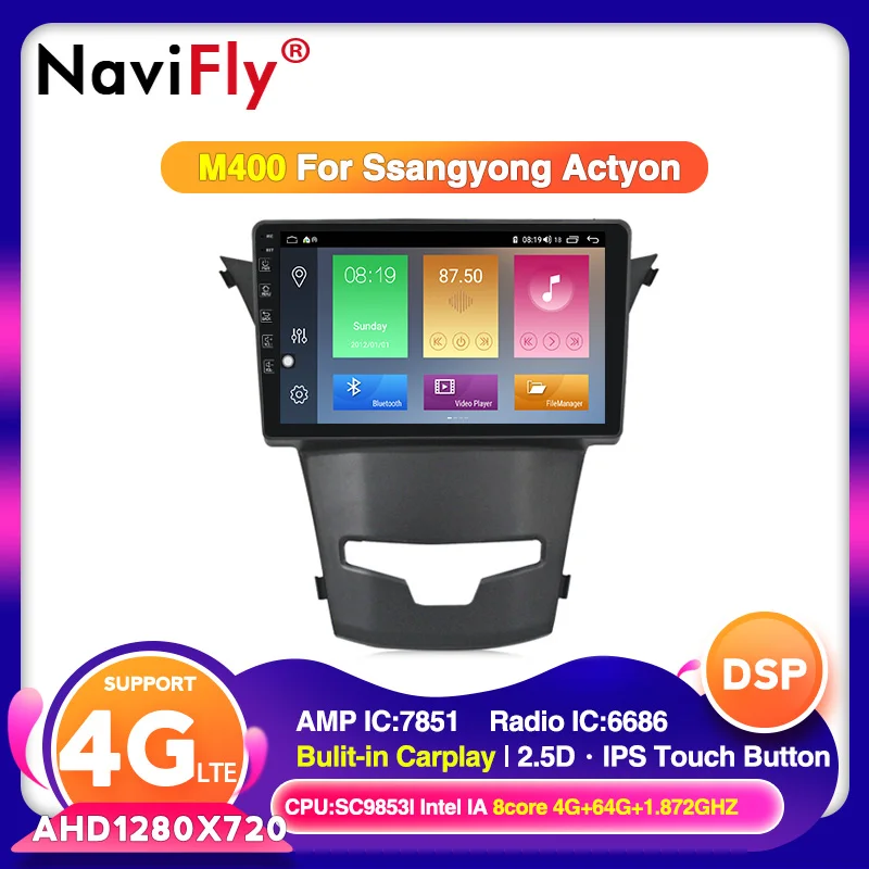 

Android10 DSP Car multimedia radio For Ssangyong new Actyon 2013-2017 IPS GPS navigation 2din DVD With 8 core 4G+64G WIFI USB