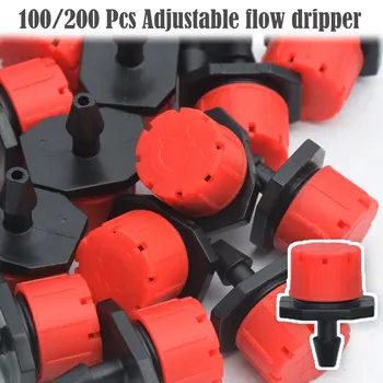 

100pcs/200pcs Micro Flow Dripper Drip Head Adjustable Hose Garden Irrigation Misting Water Dropper Irrigation Equipment Set#