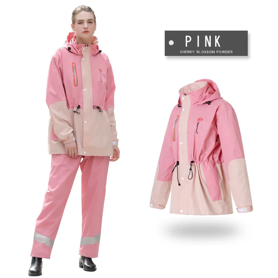 

Men Women Waterproof Raincoat Suits Outdoor Contrast Color Poncho Waterproof Motorcycling Rain Coat Tour Hiking Rain Gear R5C042