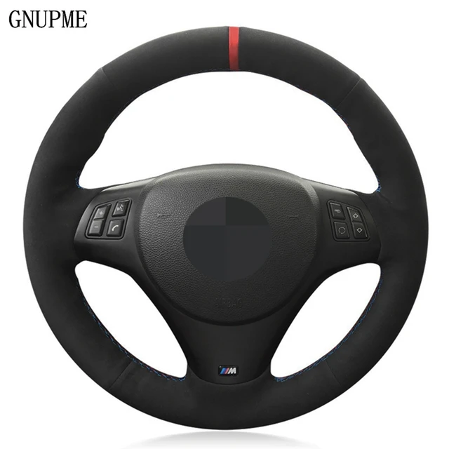 Black Suede Genunie Leather Hand stitched Car Steering Wheel Cover For BMW M Sport M3 E90 E91 E92 E93 E87 E81 E82 E88 X1 E84