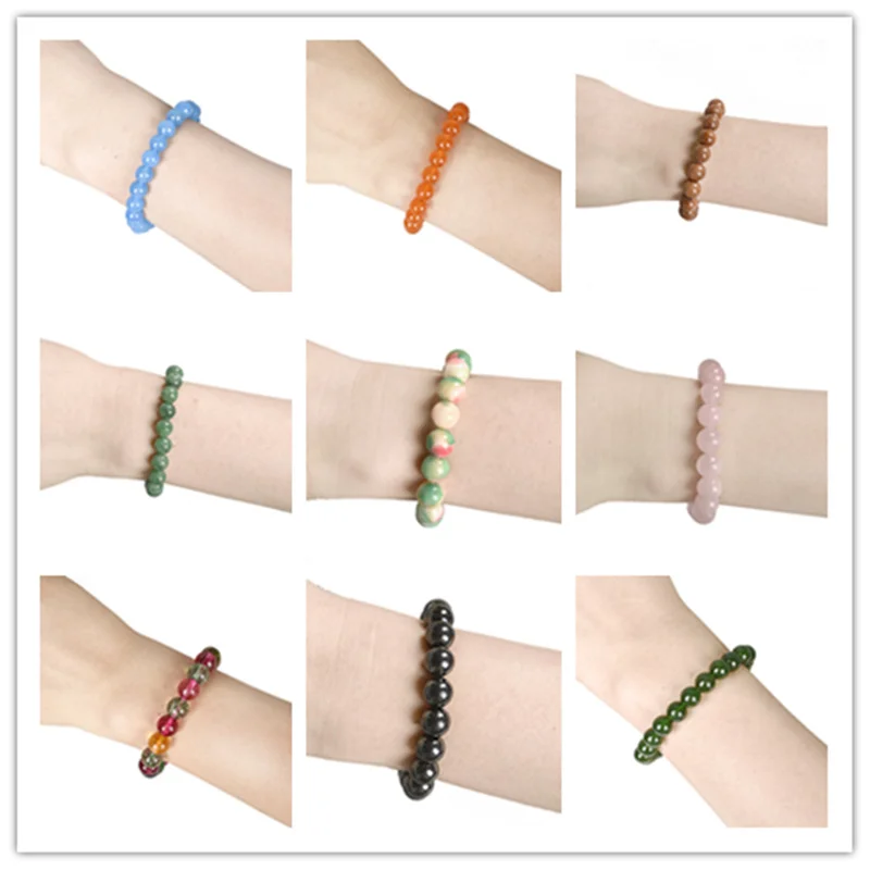 

Jewelry Bracelet Natural stone mixed color Chalcedony jewelry Simple Bracelet DIY Beads for men women Charming Bracelet