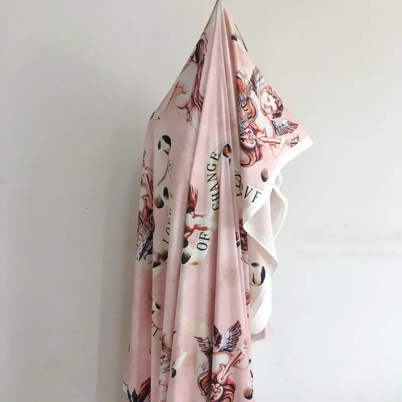 cute angel printed polyester fabric tissus patchwork DIY sewing material baby cloth for dress thin satin handmade | Дом и сад