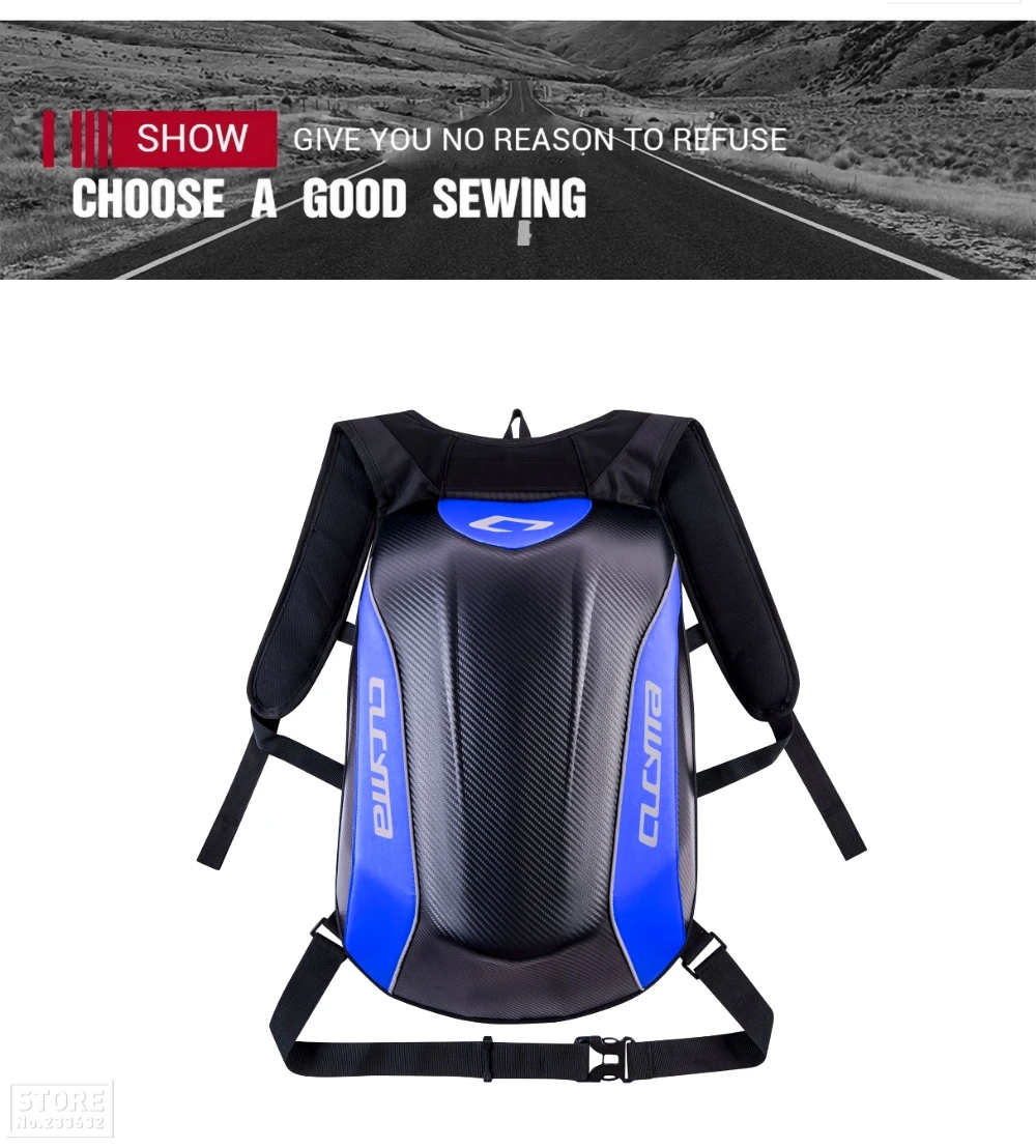 Bolsa da Motocicleta à Prova Mochila de Fibra Cucyma Dwaterproof Água Motocicleta Carbono Motocross Equitação Capacete Bolsa Moto Mochila 14 Baú top case