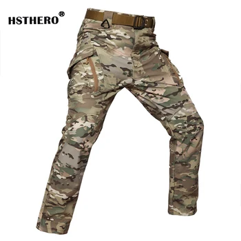 

Army Men's Military Cargo Pants Camouflage Thicken Soft Shell Tactical Combat Trousers Multiple Pocket Warm Fat Pants Plus Size
