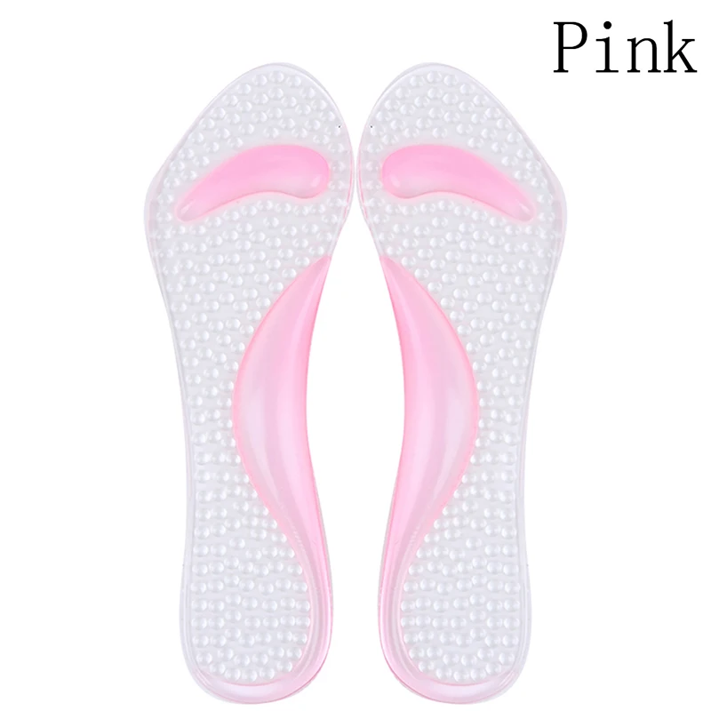 pink 1 пара Для женщин и девочек Нескользящие Для женщин гель 3/4 длина анти-скольжения массажные подушки ортопедические стельки для обуви - Цвет: pink