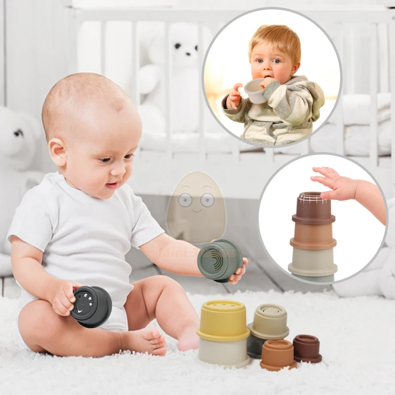 Baby Toy Stacking Cups Children Educational Nesting Ring Tower Bath Play Water Set Early Educational Toys For Infant 0 12 Months educational toys stacking puzzle toys cup stacking toys stacking toys
