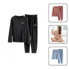 Stylish Winter Pajamas Set Solid Color Leisure Comfy Pajamas Set  Pajamas Set    Women Pajamas 2Pcs/Set
