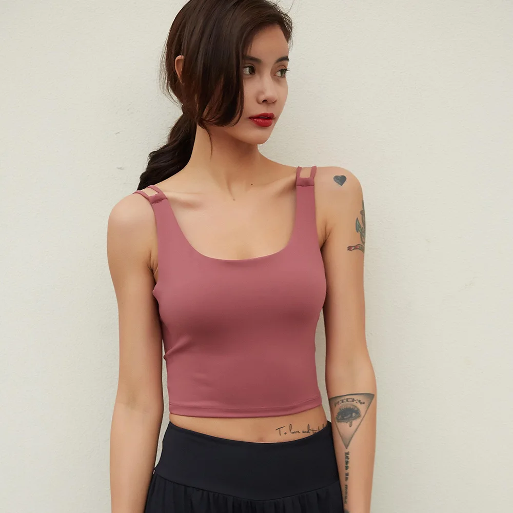 

Backless Sexy Women Underwear Running Top Cross Sports Bra Running Shockproof Gathering Yoga Vest Workout Tank Top Fitness Bra