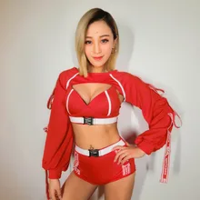 Красные костюмы для джазовых танцев, женские сексуальные костюмы для выступлений на шесте, одежда для ночного клуба, диско-дискотеки, одежда для танцоров Gogo, Рейв, наряд DC3481