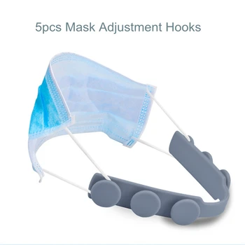 

5Pcs Non-Slip Face Cover Hook Silicone Mask Ear Protectors Buckle Wear Face Mask Holder Extension Buckle Short Belt Adjust