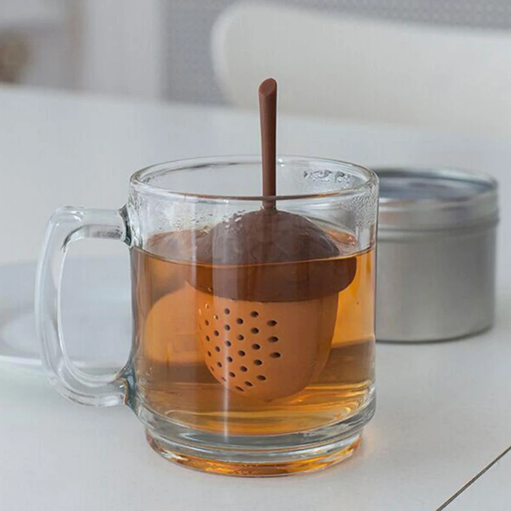 

Acorn Mini Tea Strainer Picture Color Silicone Squirrel Acorn Shape Tea Infuser Loose Pine Nuts Tea Bag Strainer Herbal Tools