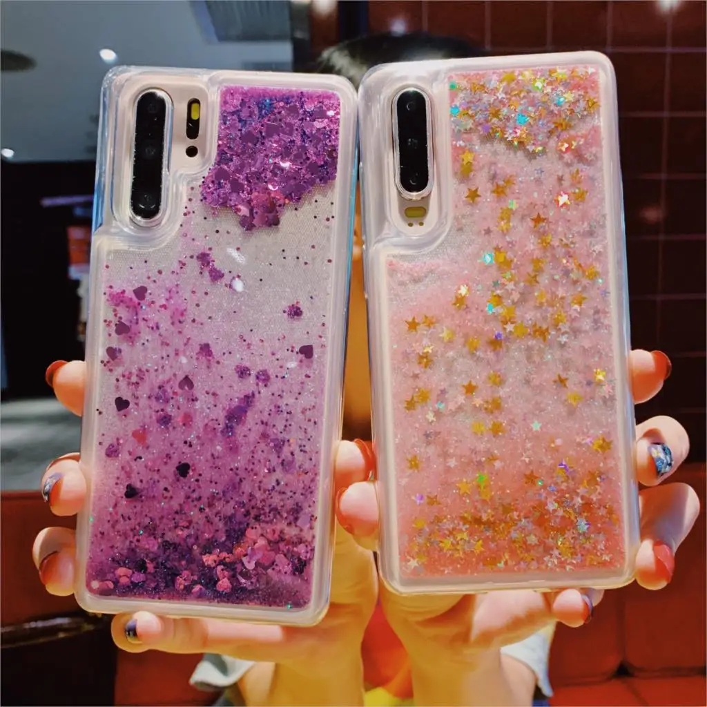 Мягкий Силиконовый ТПУ чехол с жидким блеском и зыбучим песком для Huawei P20 P30 Mate 10 20