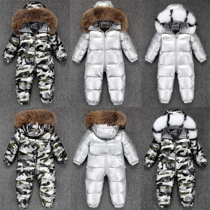 Boy Baby Jacket 80% Duck Down Outdoor Infant Clothes Girl Boys Kids Jumpsuit 2~5y Russian Winter Snowsuit warm baby clothes
