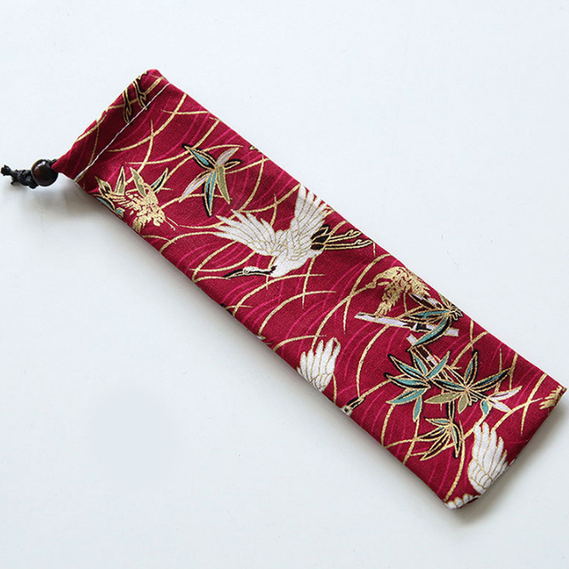 Style Cutlery Bag Reusable Travel Drawstring Pouch for Kitchen Tableware Fork, Spoon, Bamboo Chopsticks, Cleaning Brush