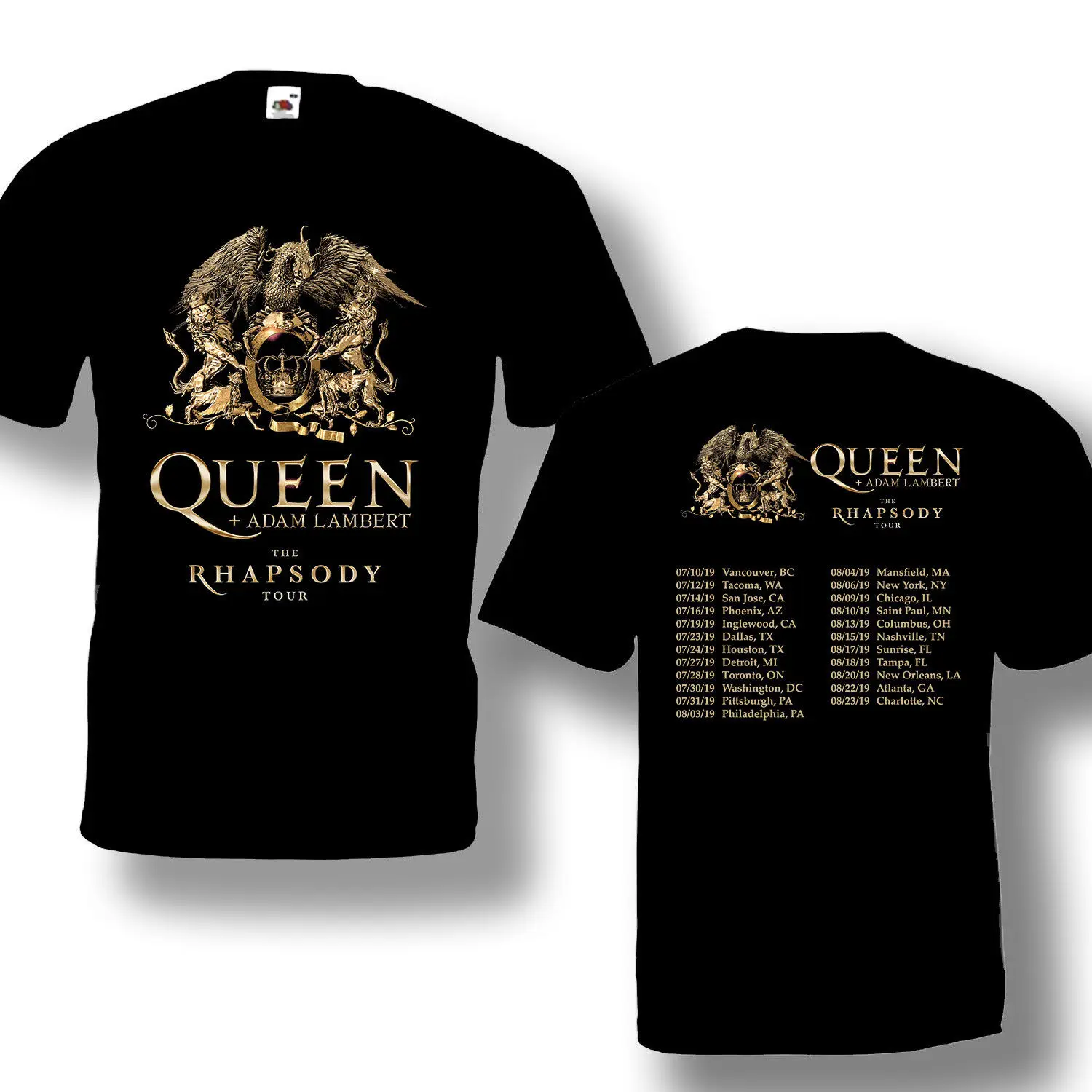 Queen + Адам Ламберт Tour 2019 черная футболка короткий рукав 100% хлопок | Мужская одежда