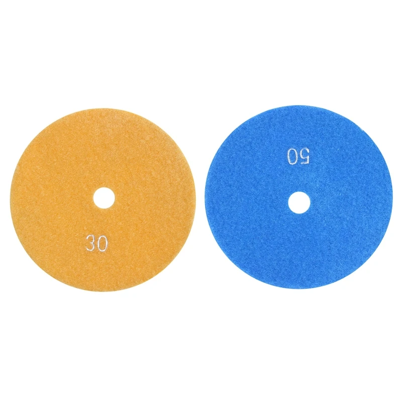 2 Pcs 5 Inch 125Mm Wet Diamond Polishing Pads Marble Granite, Grits 50& Grits 30