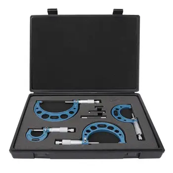 

4Pcs MicrometerBearing Steel High Accuracy Outside Diameter Measurement Tool 0-100mm Outside Micrometer