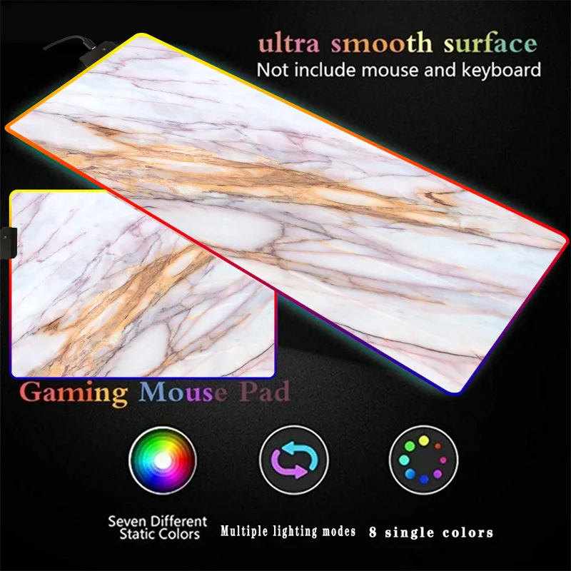 

Marble Texture RGB Mouse Pad Gaming Mouse Pad Large Computer Mouse Pad Gamer XXL Mousepad Backlight Mouse Pad Keyboard Desk Mat