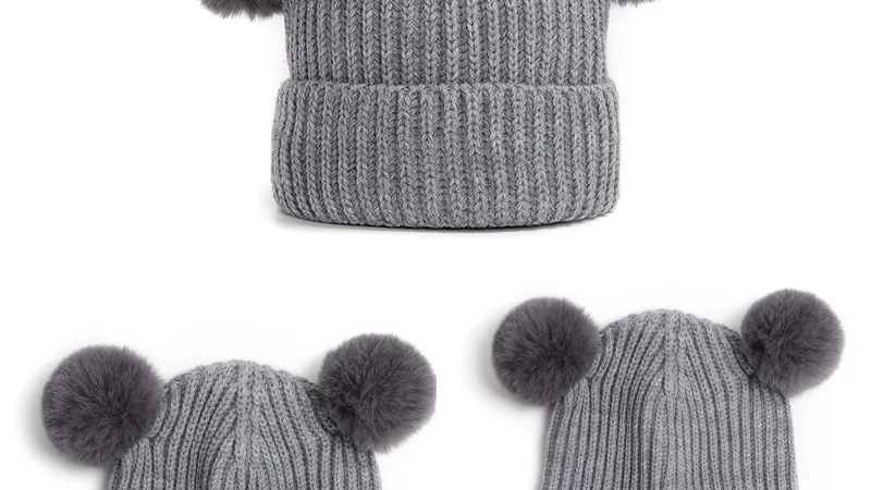 Новинка 2019 года, 2 предмета, зимняя шапка, шапка, шарф, Меховая детская шапка, шапка, хлопковый помпон, помпон, теплая вязанная шапочка