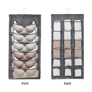 

24 Mesh Pockets Bra Underwear Hanging Storage Organiser Divider Underwear Storage Bag Double-sided Storage Basket
