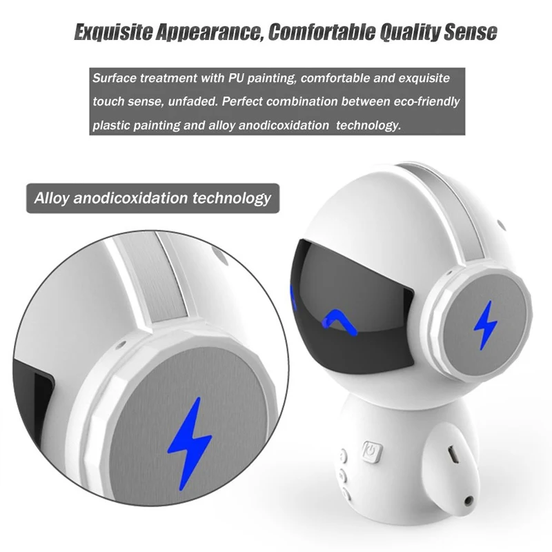 Portable Wireless Bluetooth Speaker Stereo Robot Speaker Noise Cancelling Hands-Free Call Robot Speaker