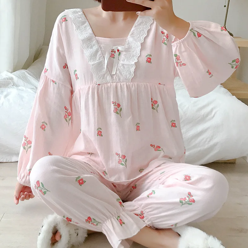 Для беременных женщин и молодых матерей одежда для сна ночная рубашка для кормления Европа и США Весна Лето пижамы для грудного вскармливания Пижама для беременных
