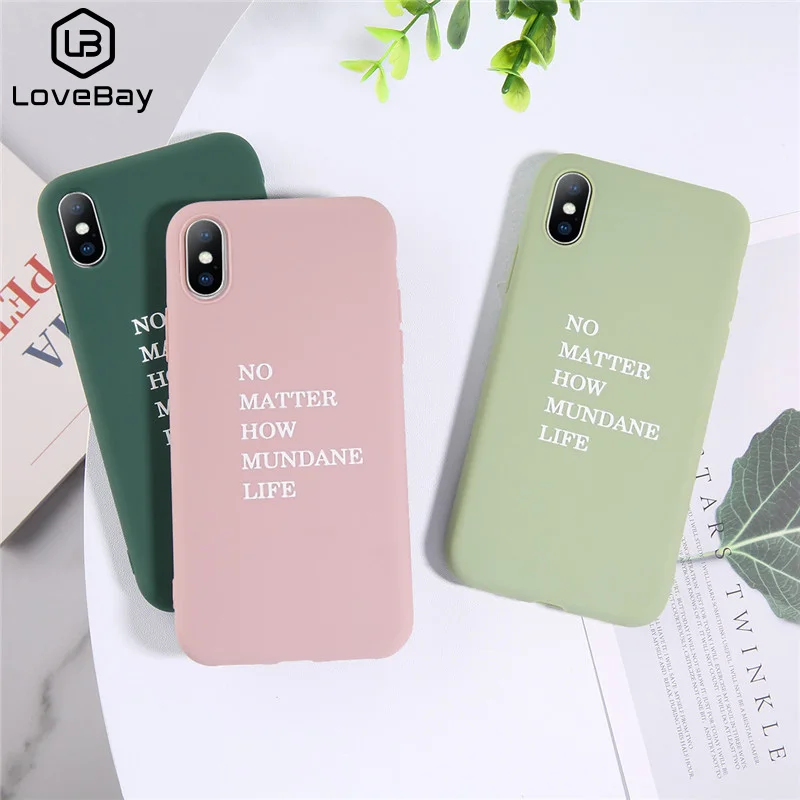 

Lovebay For iPhone XS 6s 7 8 Plus Simple Text Pattern Phone Case For iPhone X XS XR XS Max Soft TPU Silicone Back Cover Cases