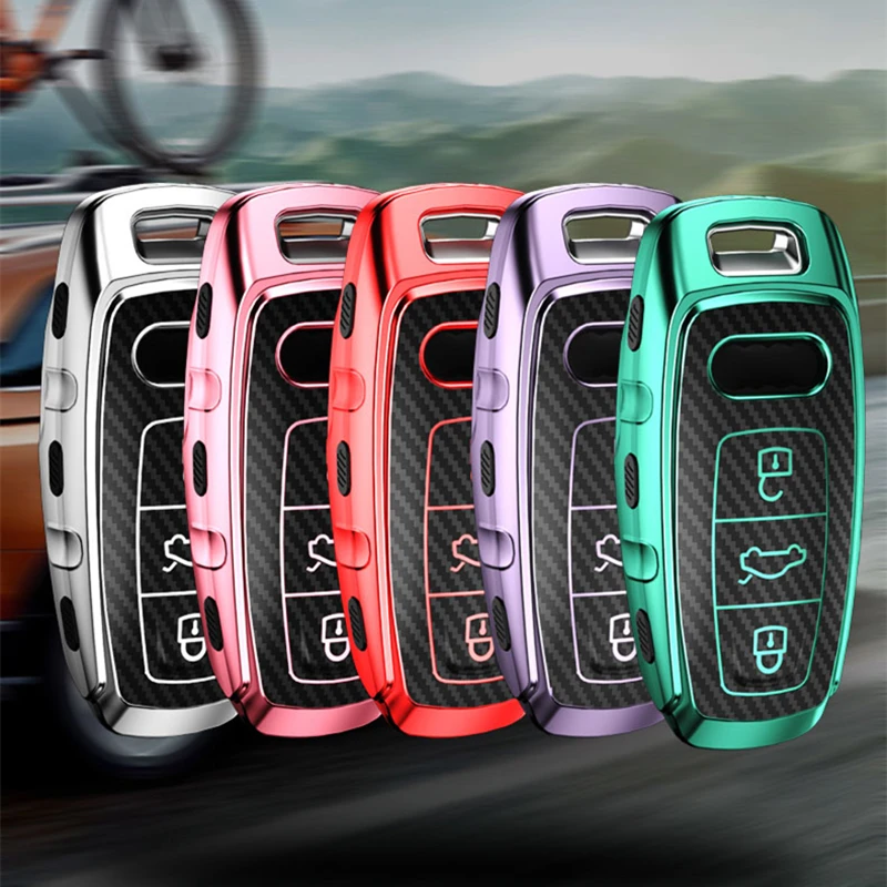 

Hot Sale Soft TPU Protector Car Key Case Shell Key Cover For Audi A6L A7 A8 Q8 2018 2019 Car Key bag Car Styling Auto Accessorie