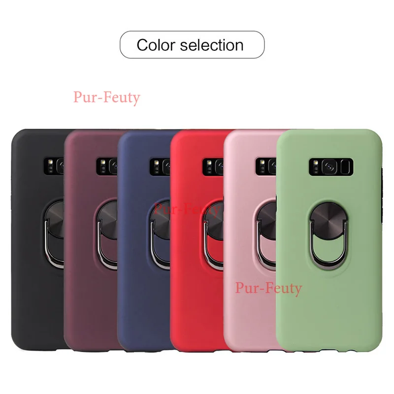 

Soft Silicone Case for Samsung Galaxy S8 Plus SM-G955FD TPU Back Phone Cover Shells Car Magnet Metal Ring Shockproof phone shell