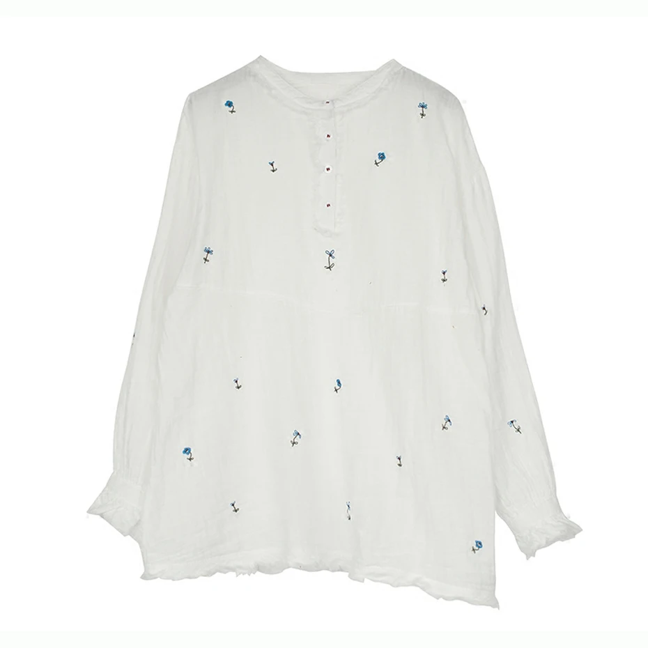 Женская хлопковая блузка, рубашка для дам с вышивкой, большие свободные милые элегантные модные повседневные AZ49302418