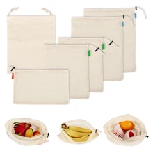 6 шт./компл. многоразовые хлопковые мешки для овощей домашние кухонные мешки для хранения фруктов и овощей сетчатые сумки с кулиской машинная стирка