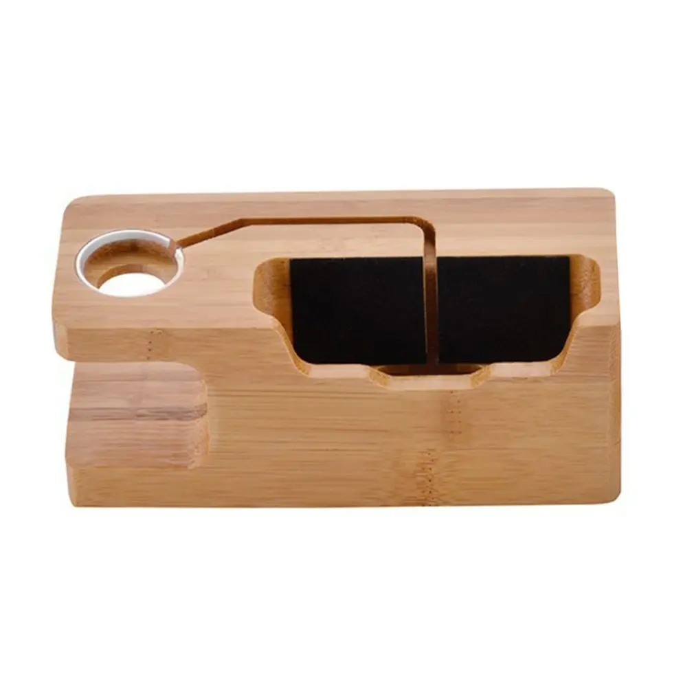  Bambus Holz 3-port USB-Lade Dock Station-Halter für iPhone für iWatch Universal Desktop Ladestation