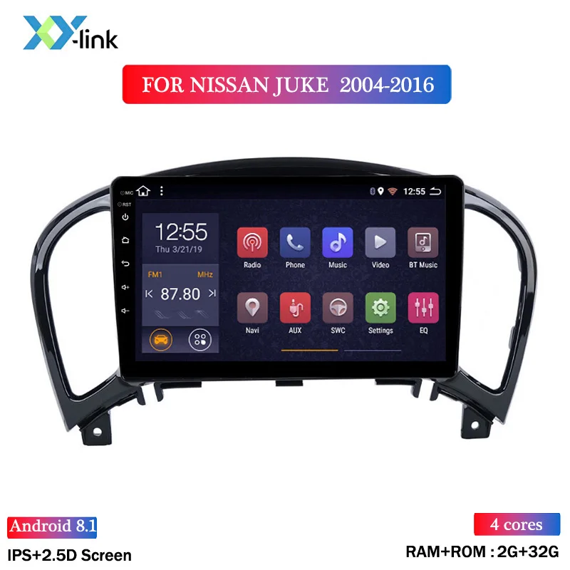 4 CORES 2G RAM 2G ram 32G rom 9 дюймов Android 8,1 мультимедийный dvd-плеер для NISSAN JUKE 2004- Автомобильный gps навигатор - Цвет: 4 CORES 2G RAM