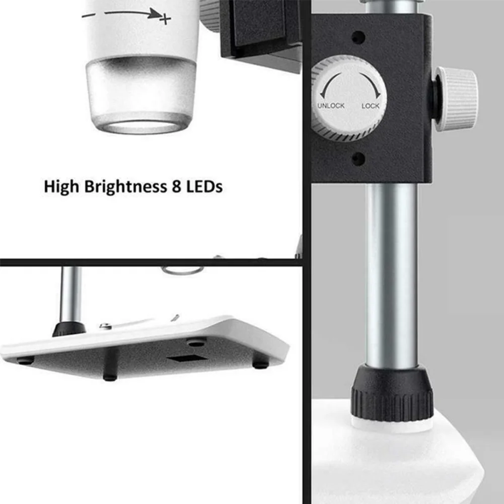 

4.3inch 1000X Digital Video Electronic Microscope Camera LED Light Lab USB Charging Retractable Stand Soldering Desk For PC Tool
