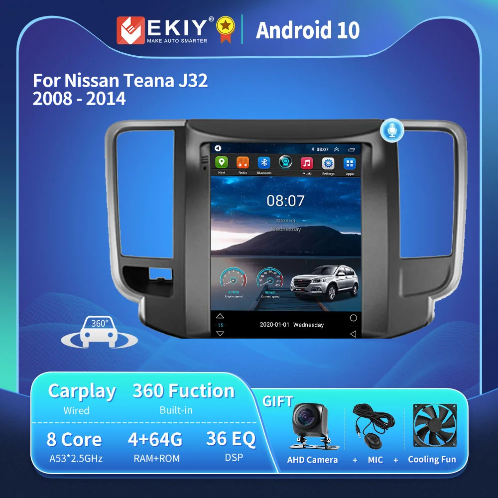 EKIY Android 10 автомобильное радио для Nissan MAXIMA 2008-2012 Tesla стиль видео плеер GPS Navi Стерео