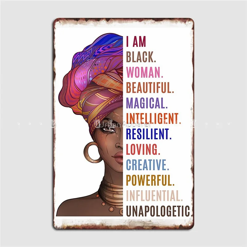

Я Сильная черная женщина, металлический знак, клувечерние, обычные таблички, стена, жестяной знак, плакат